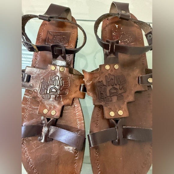 Hand Made Leather Sandals Fits Women's US 8,5-9 Measurement In Photo - Picture 2 of 9